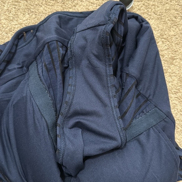 JETS by Jessika Allen High Neck Parallels Overlay Blue One Piece Swimsuit 10 - Picture 9 of 9